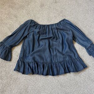 Women's Off-Shoulder Navy Denim Top